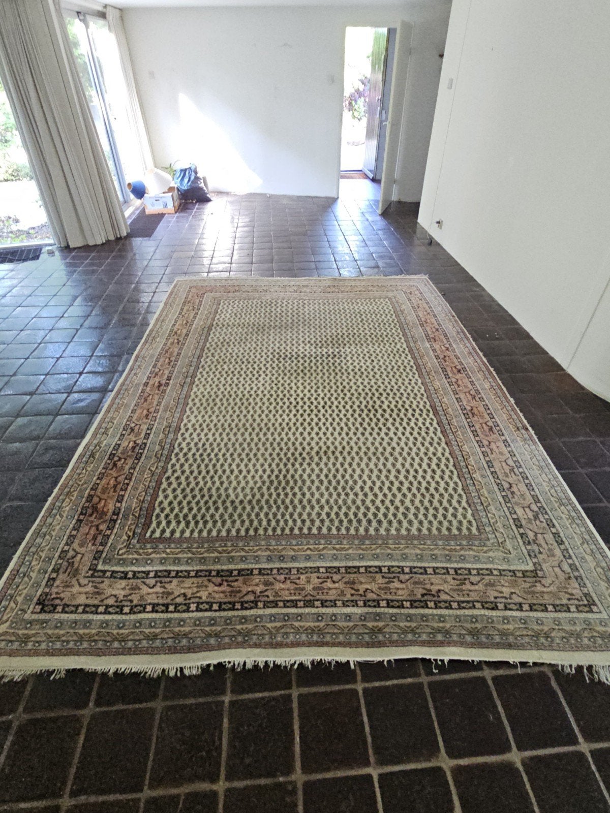 Vintage Perzisch tapijt -Sarouk Mir  Handgeknoopt, Ophalen, Gebruikt, 100 tot 150 cm, Vintage, Perzisch, Klassiek