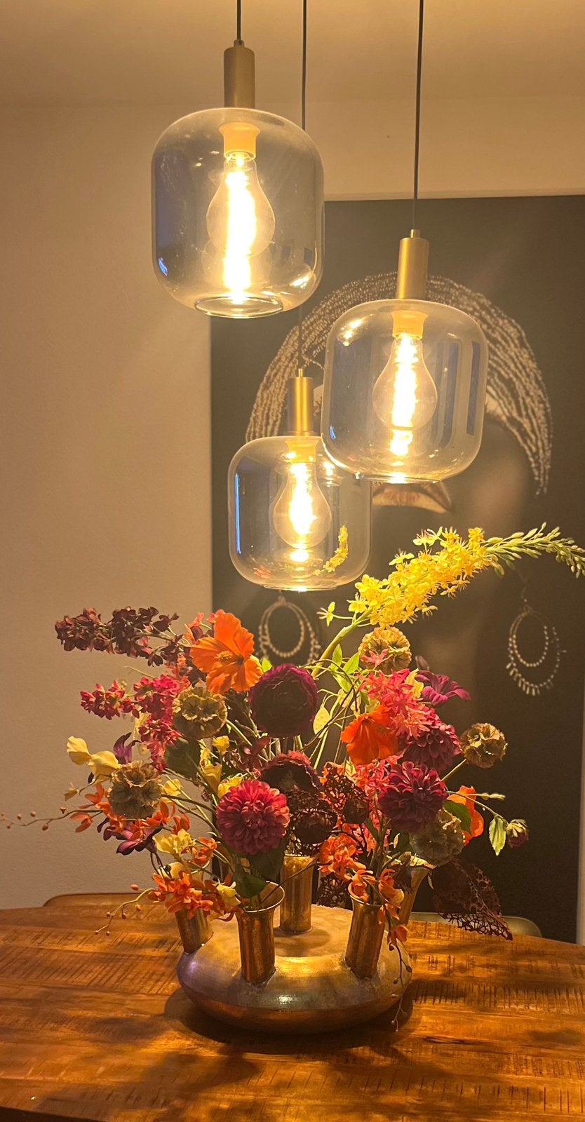 Gouden tulpen vaas, Huis en Inrichting, Lampen | Tafellampen, Ophalen, Zo goed als nieuw