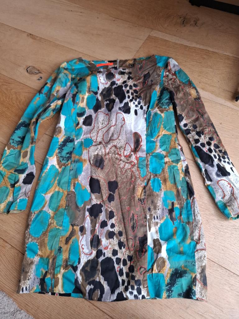 Vanilia Jurk met Abstracte Print - Maat 44 xl, Kleding | Dames, Blauw, Vanilia, Maat 42/44 (L), Ophalen of Verzenden