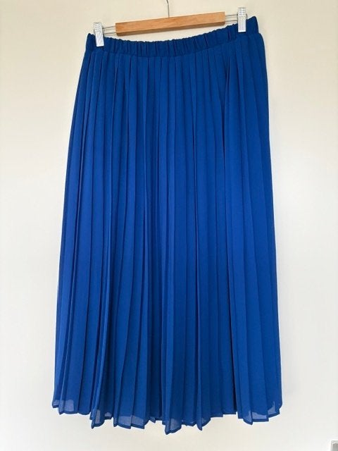 Lang Gevoerde Plissé Rok - Keur Blauw - Maat L, Blauw, Maat 42/44 (L), Ophalen of Verzenden, Zo goed als nieuw