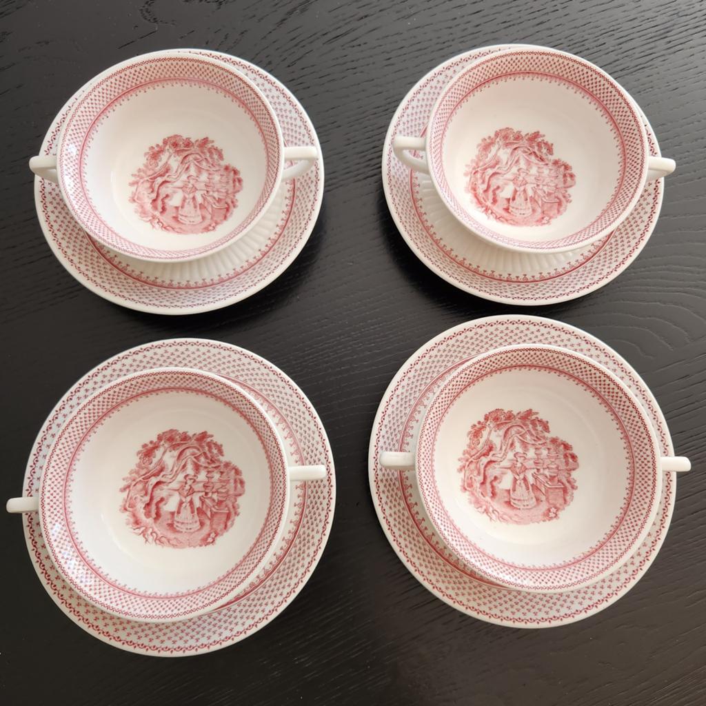 4 Adams soepkommen+schotels Real English Ironstone (Wedgwood, Ophalen