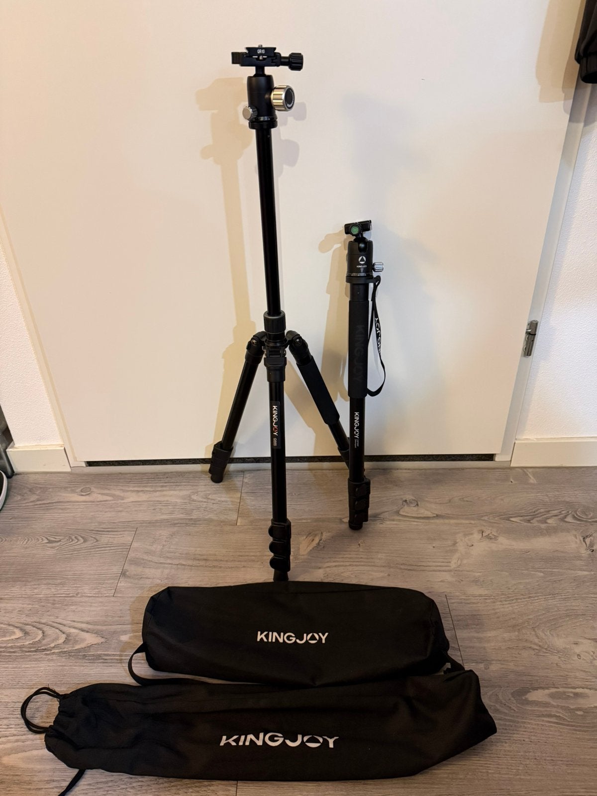 Kingjoy G555 statief + MP208F monopod, incl. 2x G0 balhoofd, Overige merken, Zo goed als nieuw, Inclusief draagtas, Ophalen of Verzenden
