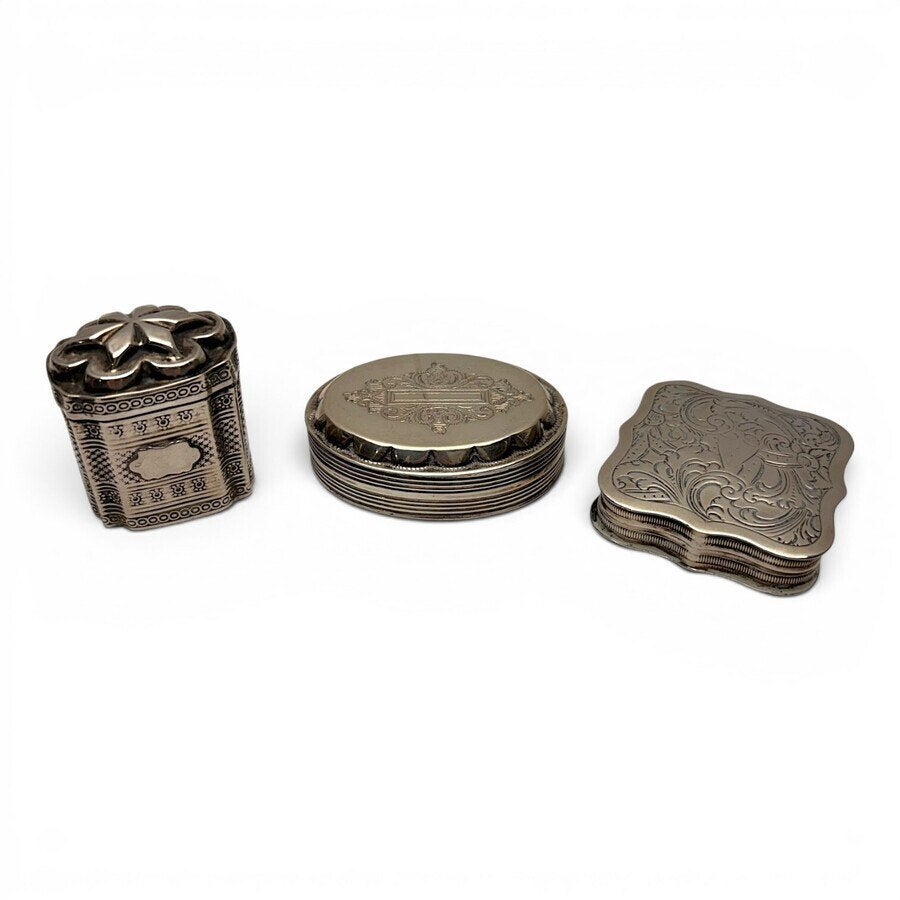 Zilveren lodereindoosje, snuifdoosje en pepermuntdoosje (3x), Antiek en Kunst, Ophalen of Verzenden, Zilver