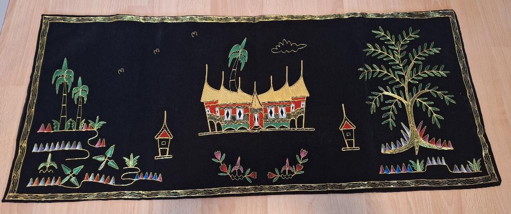 Mooi Indonesisch wandkleed Minangkabau, Oosters, Meerkleurig, Ophalen of Verzenden, Zo goed als nieuw