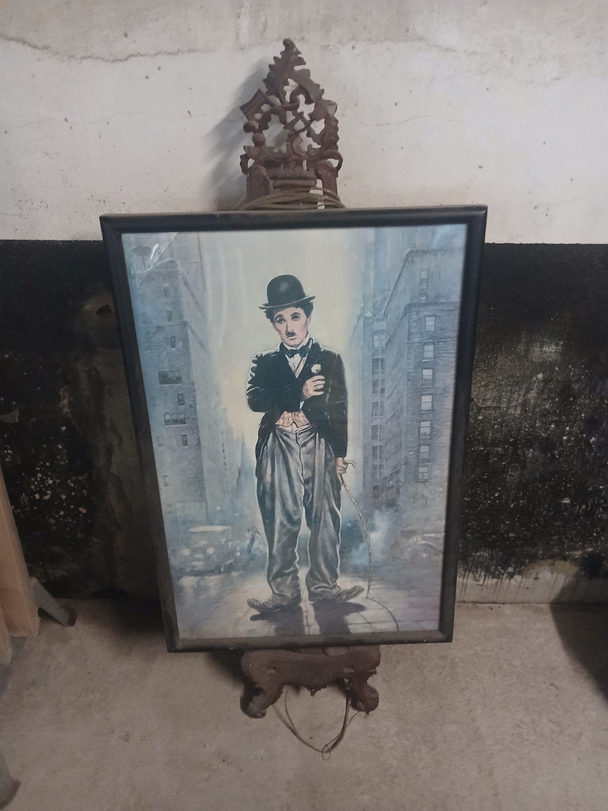 Ingelijste print van Charlie Chaplin, Antiek en Kunst, Kunst | Tekeningen en Foto's, Ophalen, Print, Print/reproductie, Ingelijst