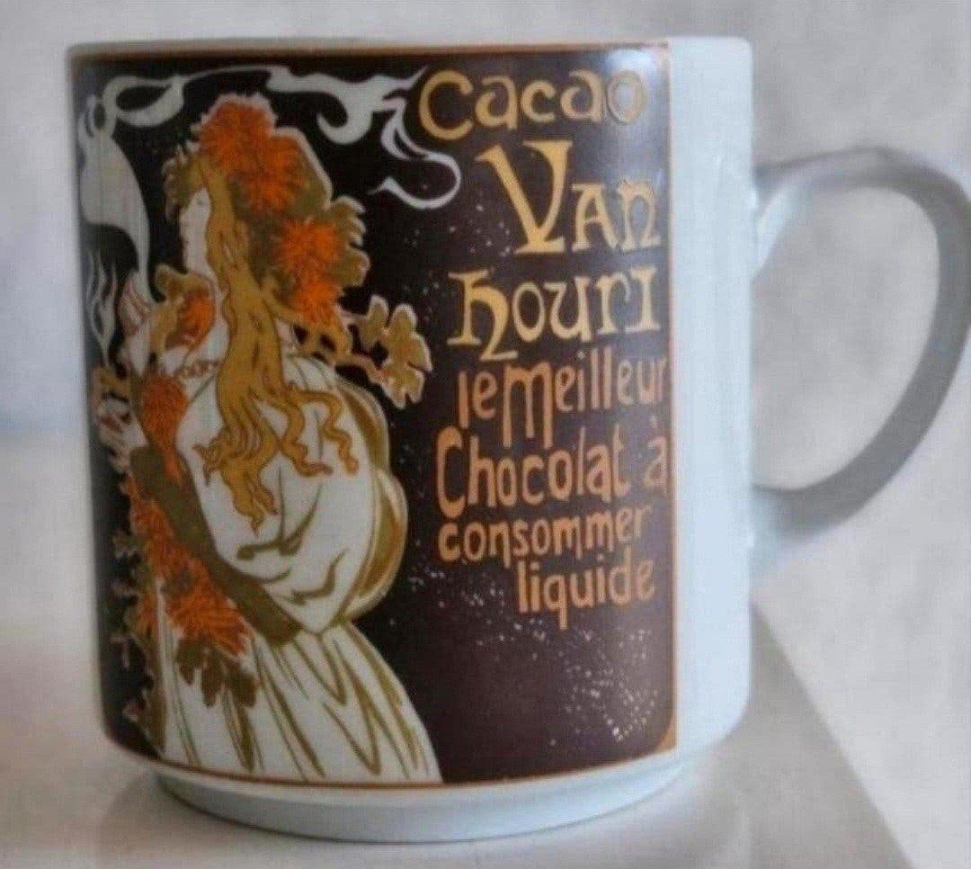 Vintage Cacao Van Houten Mok - Art Nouveau Stijl, Huis en Inrichting, Ophalen of Verzenden, Zo goed als nieuw, Overige stijlen