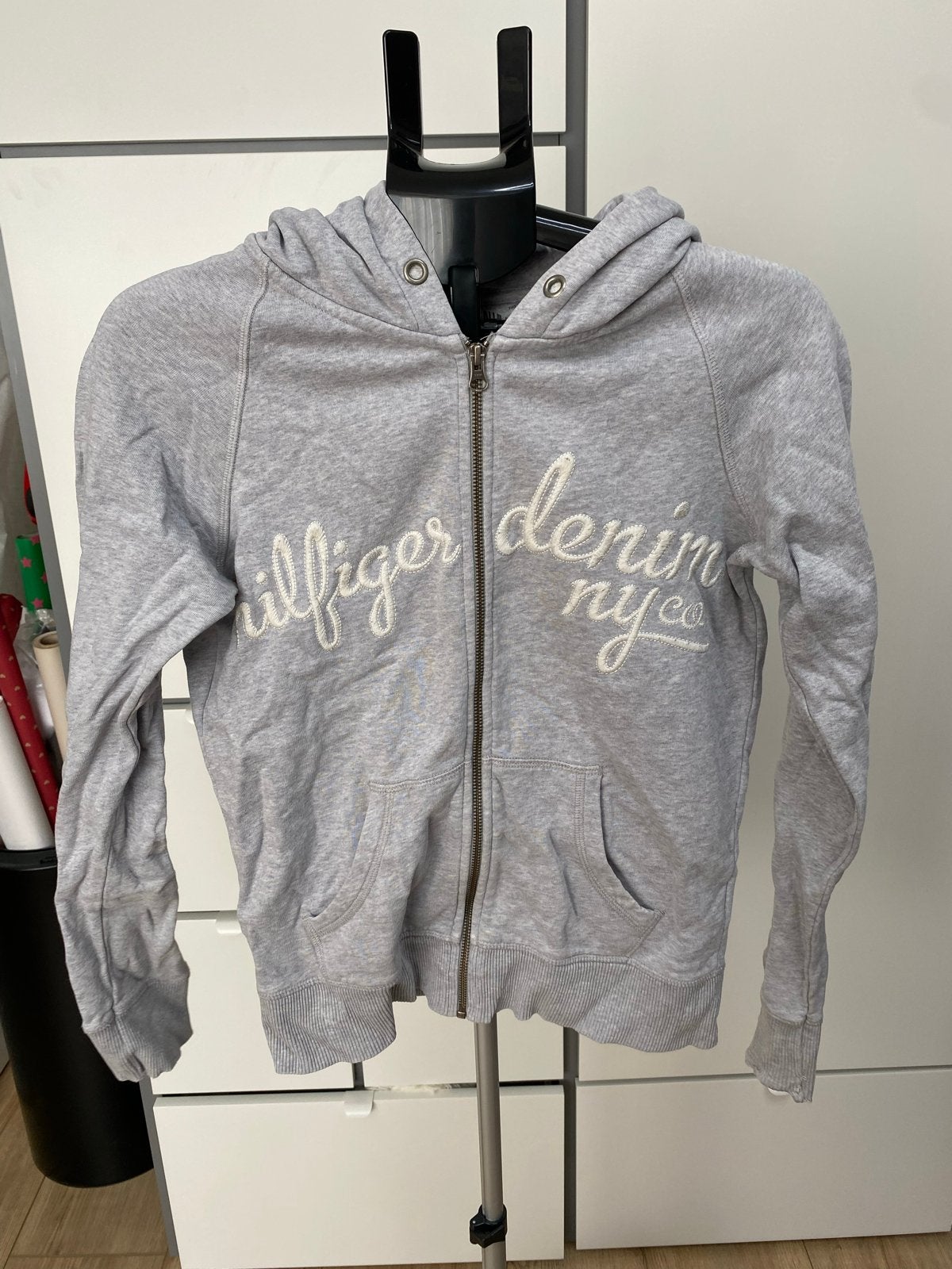 Tommy Hilfiger Denim Hoodie Grijs Maat M, Kleding | Dames, Maat 38/40 (M), Verzenden, Lange mouw, Grijs