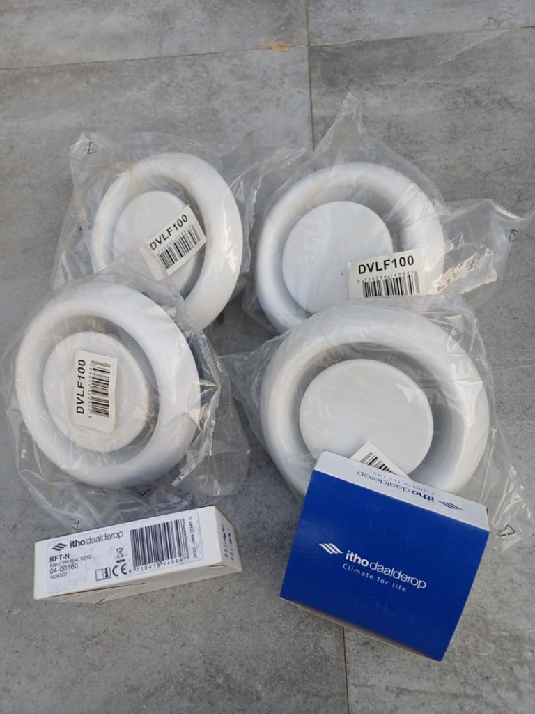 4 Itho Daalderop DVLF100 ventielen + 2 RFT-N, Ophalen of Verzenden, Nieuw, Ventilator