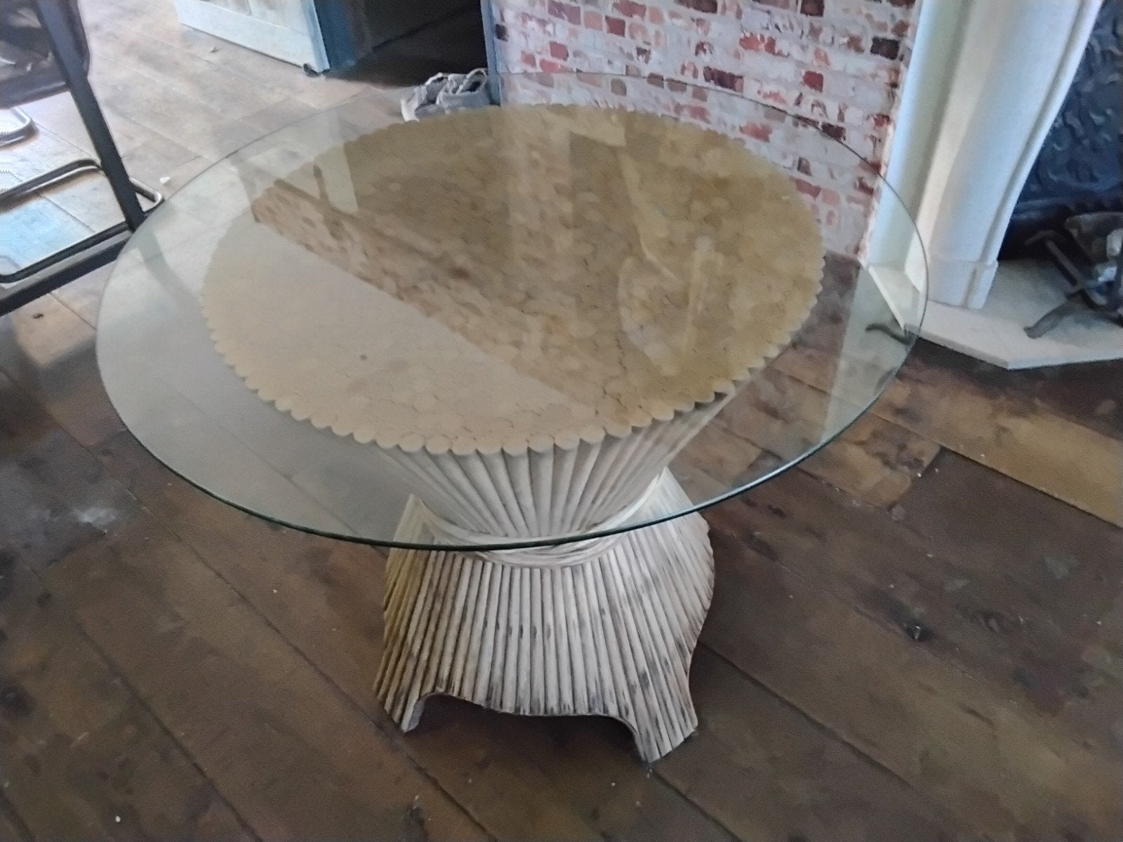 Vintage bijzettafel/ eettafel, Ophalen, Gebruikt, Rond, 75 cm of meer