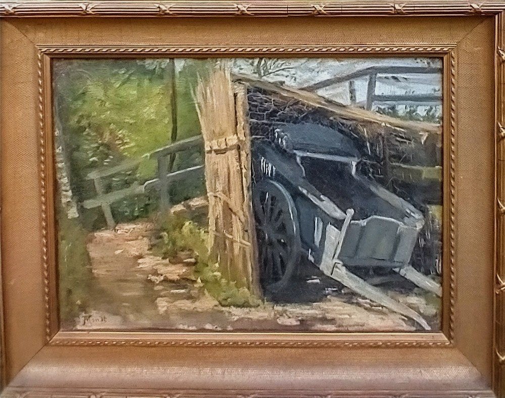 Johannes Abraham Mondt (1859-1941) - Kar in schuur, Ophalen of Verzenden
