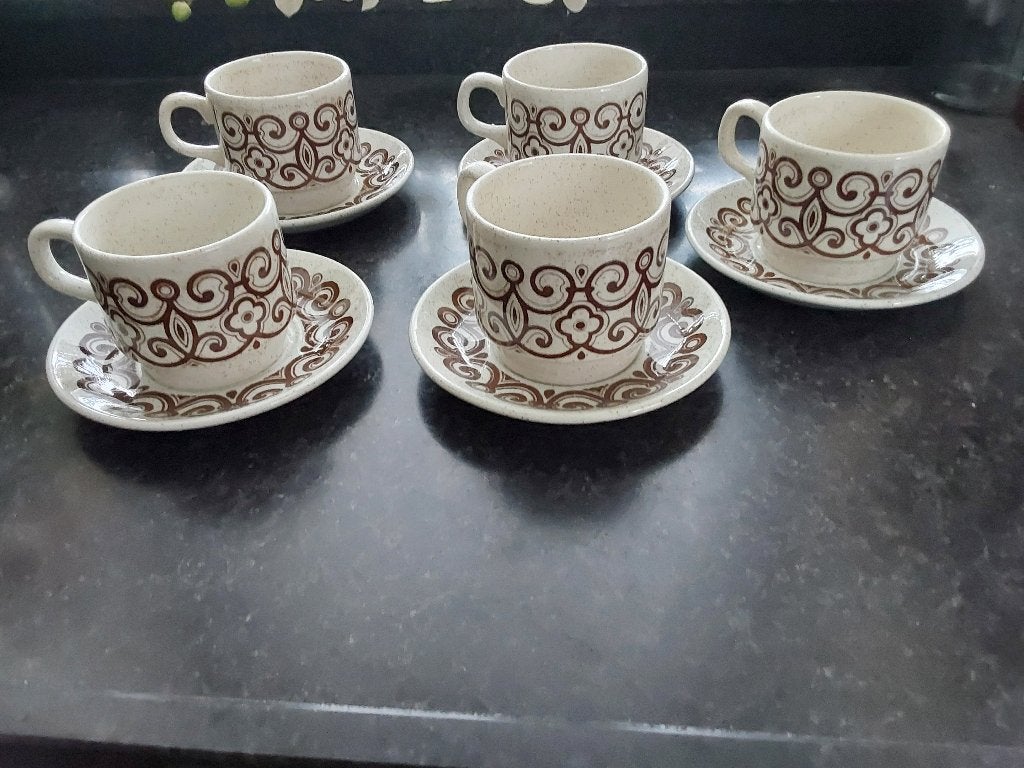 5 kop en schotels Biltons servies, Overige materialen, Overige merken, Vintage, Ophalen of Verzenden