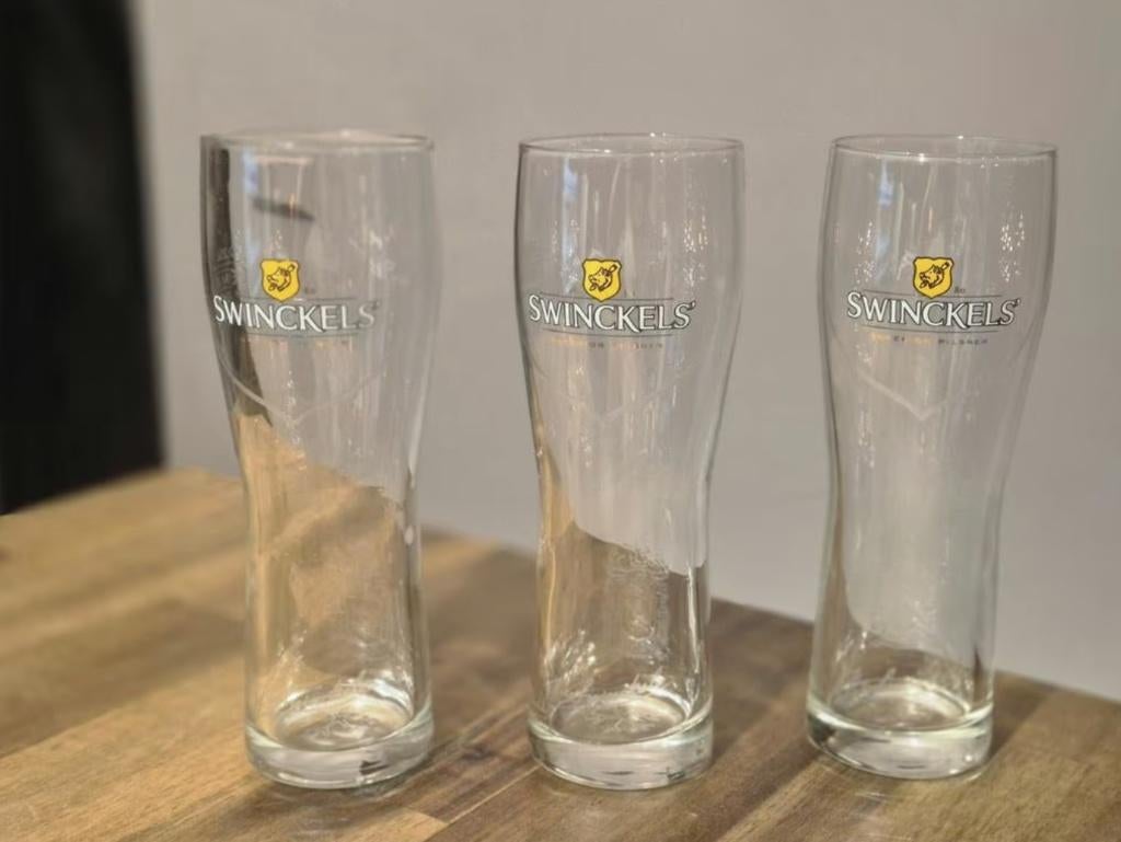 10 Swinckels bierglazen, Ophalen of Verzenden, Zo goed als nieuw, Glas of Glazen, Overige merken