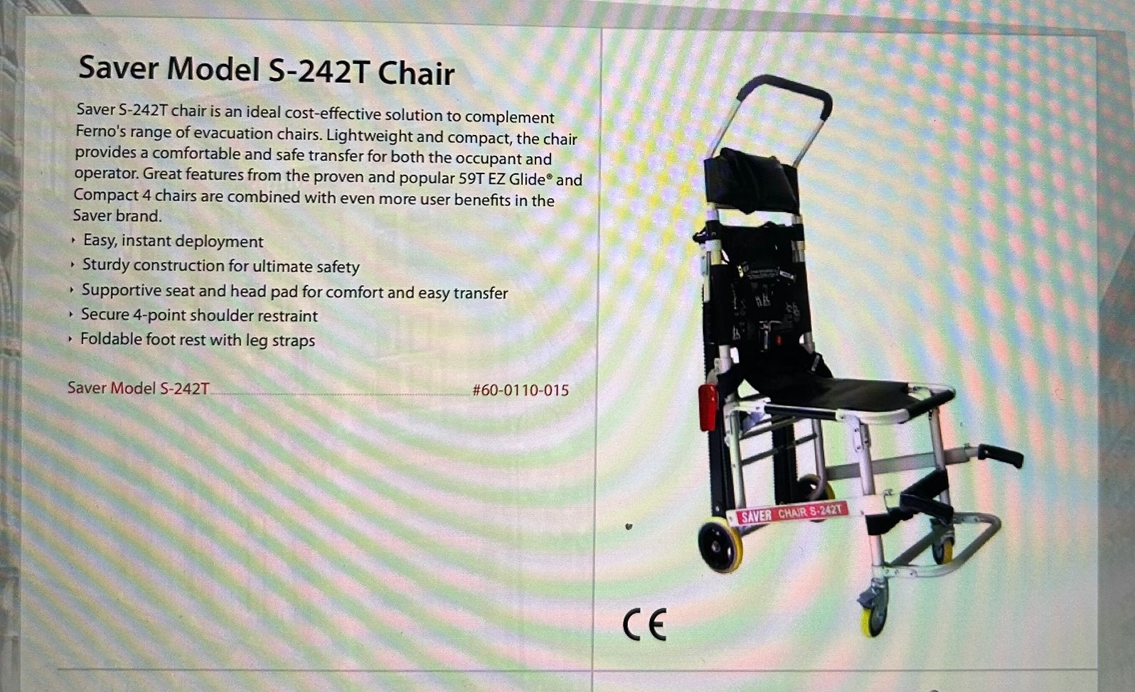 S-242T emergency stair chair, Ophalen, Inklapbaar, Zo goed als nieuw, Duwrolstoel