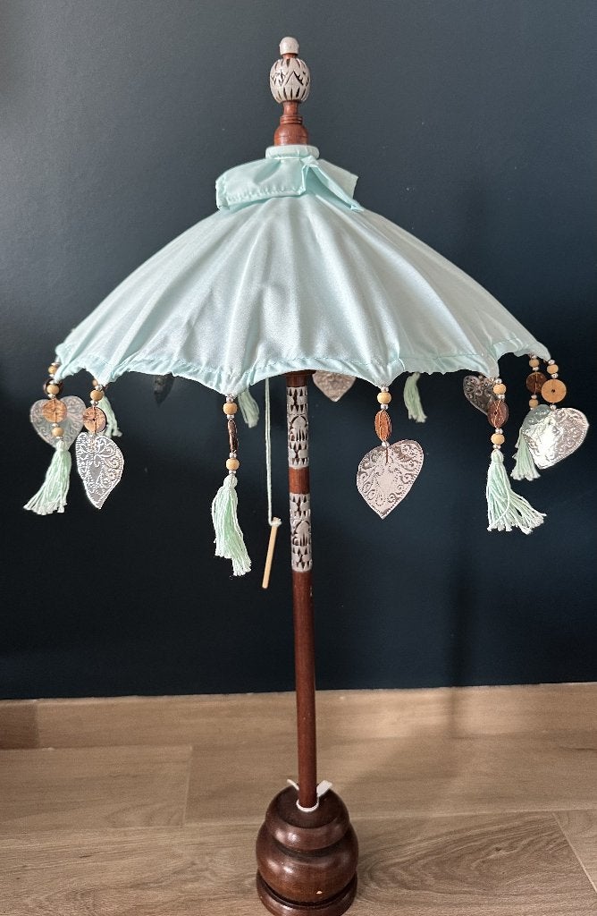 Decoratieve handbeschilderde parasol in turquoise, Ophalen, Overige merken, Overige typen, Nieuw