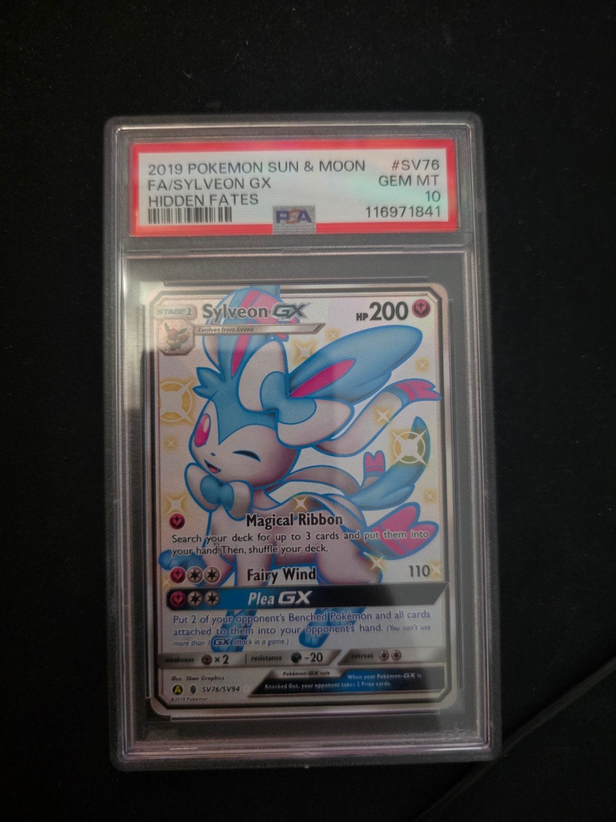 Sylveon GX SV76 PSA 10 Hidden Fates, Ophalen of Verzenden, Nieuw, Losse kaart, Foil