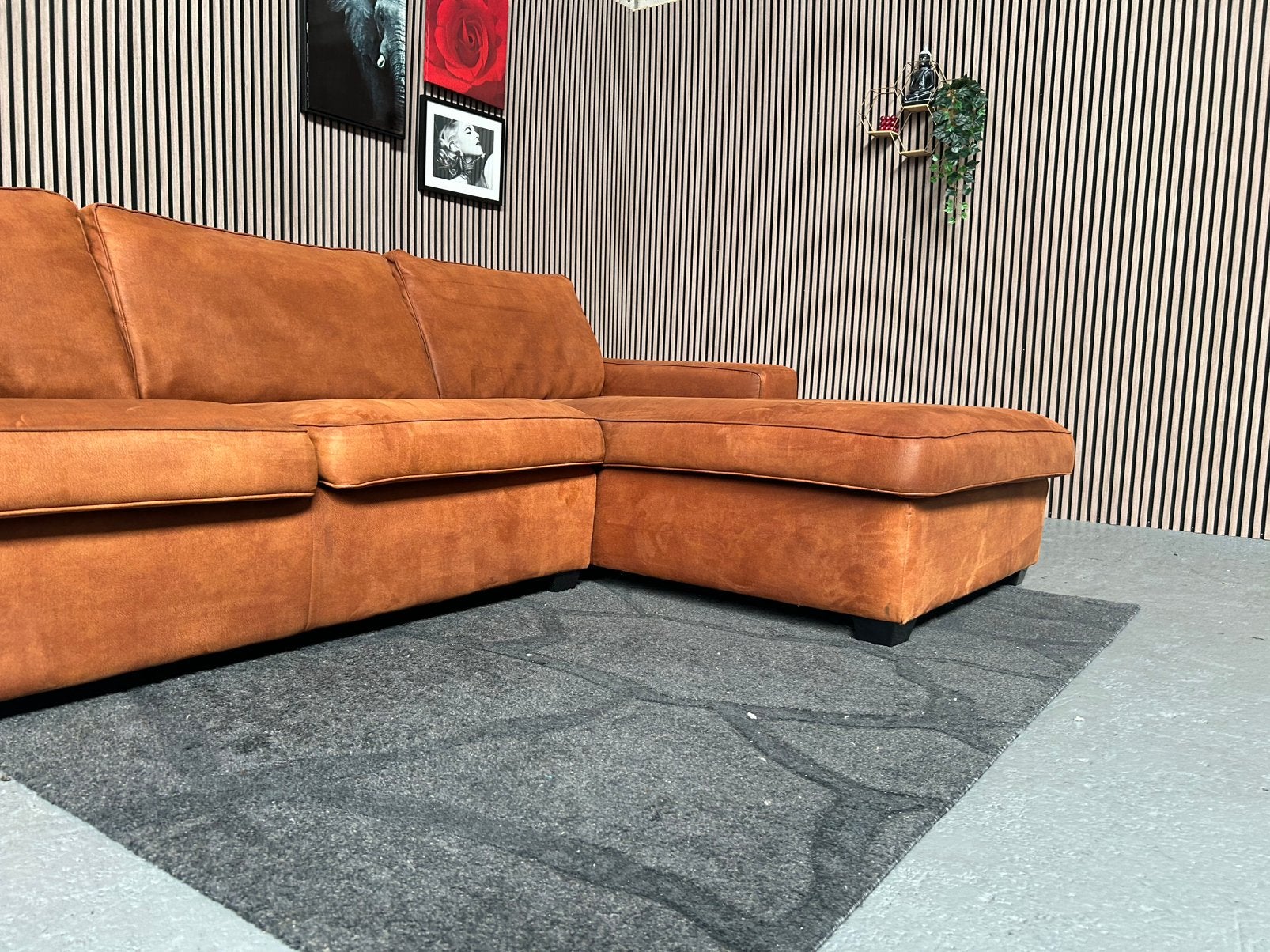 GRATIS LEVERING Loungebanj Cognac 300X185 GEREINIGD, Huis en Inrichting, Banken | Bankstellen, Hoekbank, 300 cm of meer, Ophalen of Verzenden