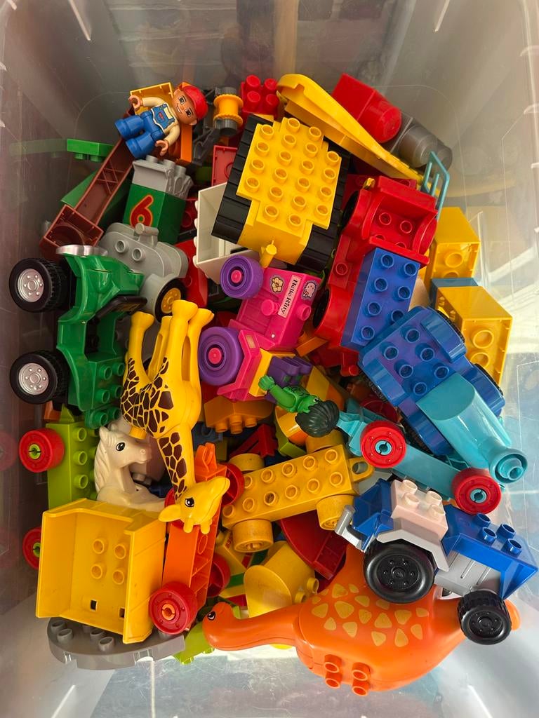 Grote doos vol Duplo, Ophalen, Gebruikt, Inclusief extra onderdelen, Duplo