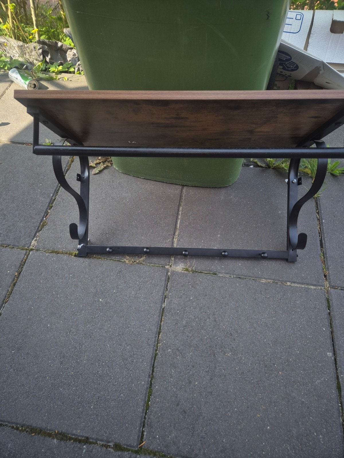 Wandkapstok met plank en haken - Hout en metaal, Wandkapstok, Gebruikt, Ophalen of Verzenden, Minder dan 100 cm
