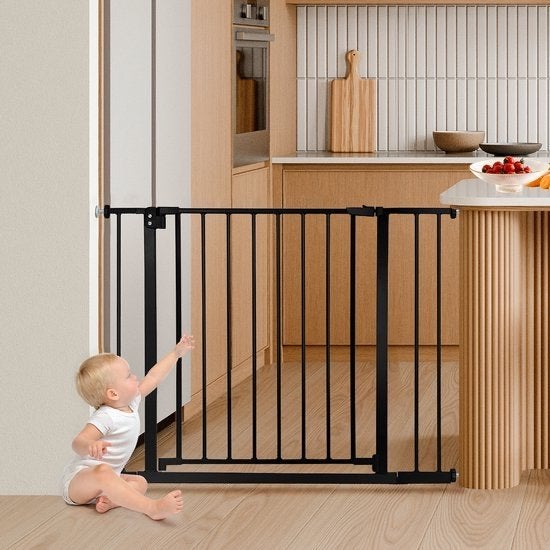 Comomy Baby Veiligheidshekje Trappen & Deuren 75-103cm Zwart, Kinderen en Baby's, Traphekjes, Ophalen, Gebruikt, 100 tot 115 cm