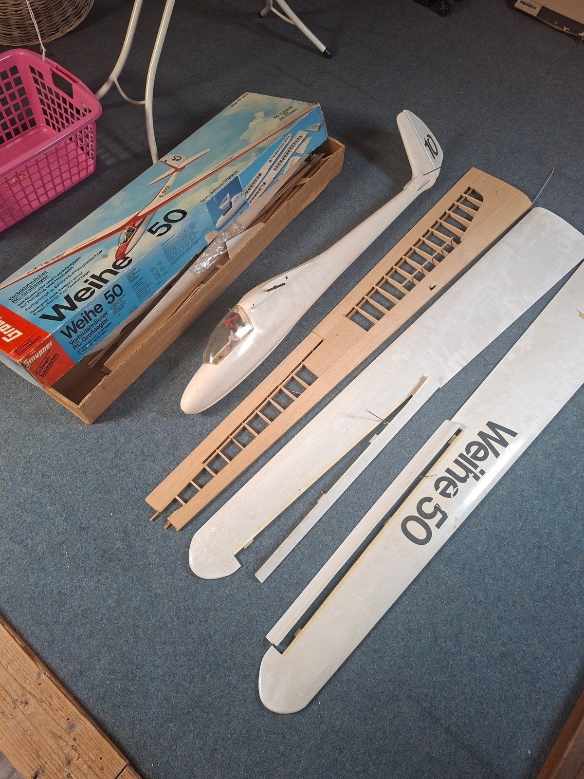 Vintage Graupner Weihe 50 Zweefvliegtuig Modelbouwkit, Gebruikt, Groter dan 1:72, Vliegtuig, Ophalen