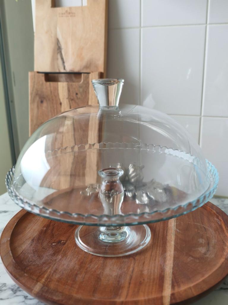 Glazen taartplateau met stolp - Zo goed als nieuw, Ophalen of Verzenden, Zo goed als nieuw, Overige merken, Glas
