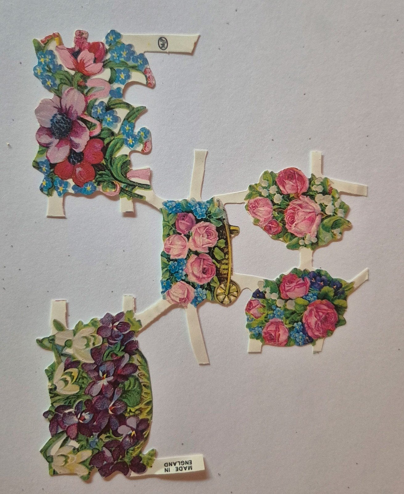 Vintage Poëzieplaatjes - Bloemenmotieven (Made in England), Ophalen of Verzenden