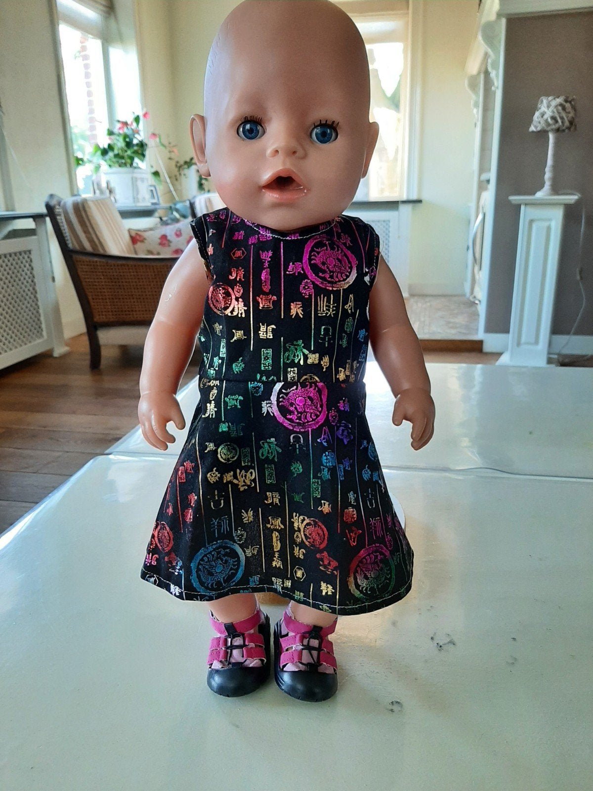 Glitter jurk sandalen baby born pop 43cm, Ophalen of Verzenden, Nieuw, Babypop