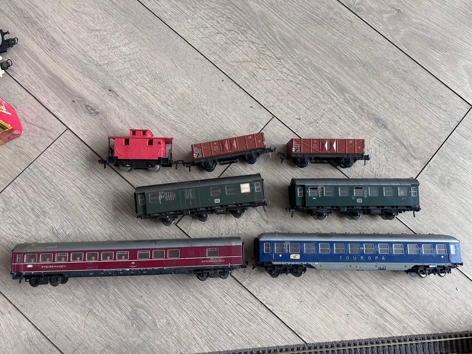 7 verschillende fleischmann wagons gebruik, Ophalen, Gelijkstroom, Fleischmann, Wagon