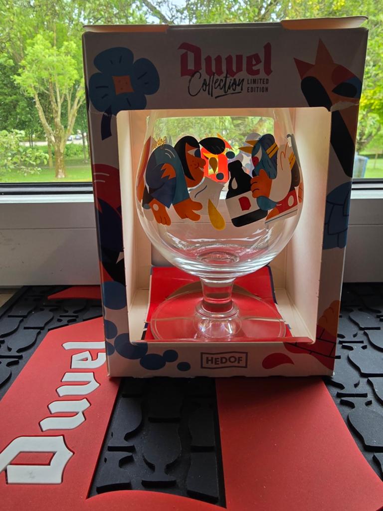 Duvel Glas Hedof Witte druppel, Ophalen of Verzenden, Zo goed als nieuw, Glas of Glazen, Duvel