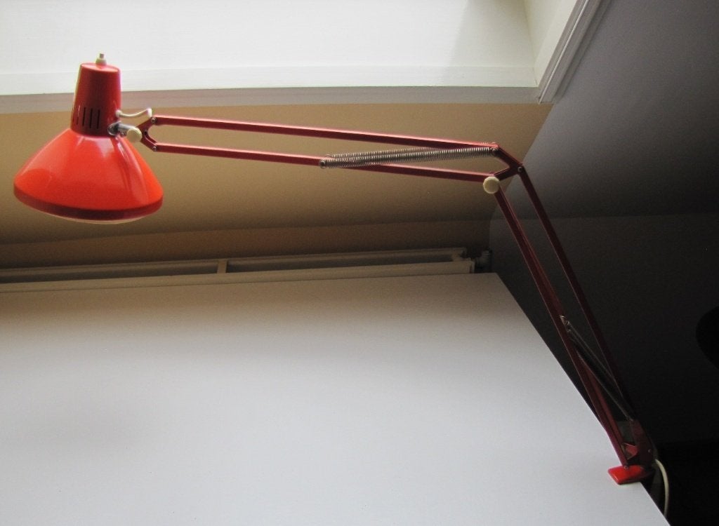 oranje bureaulamp uit de jaren vijftig, Overige merken, Gebruikt, Oranje, Vintage