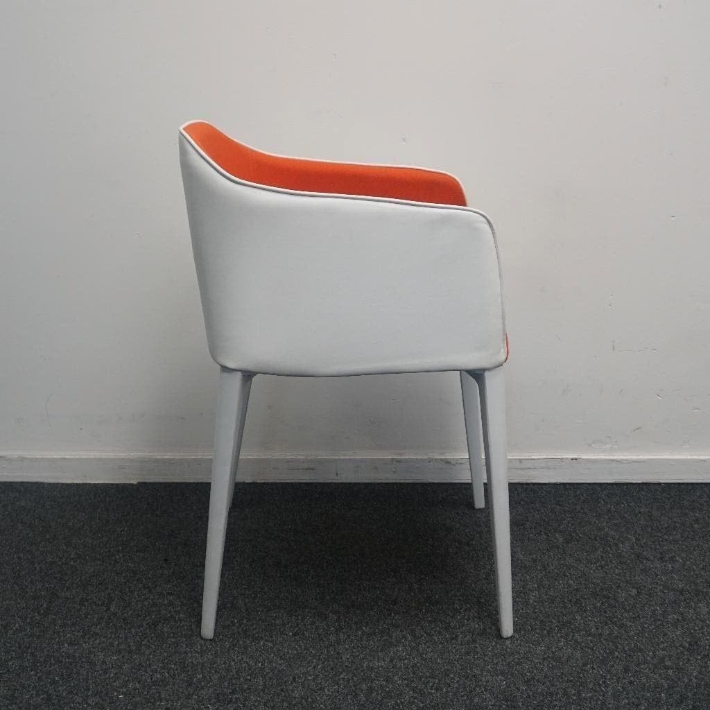 Pedrali Laja 885 Design Stoelen | Wit / Oranje | Leer, Gebruikt, Overige kleuren, -, -