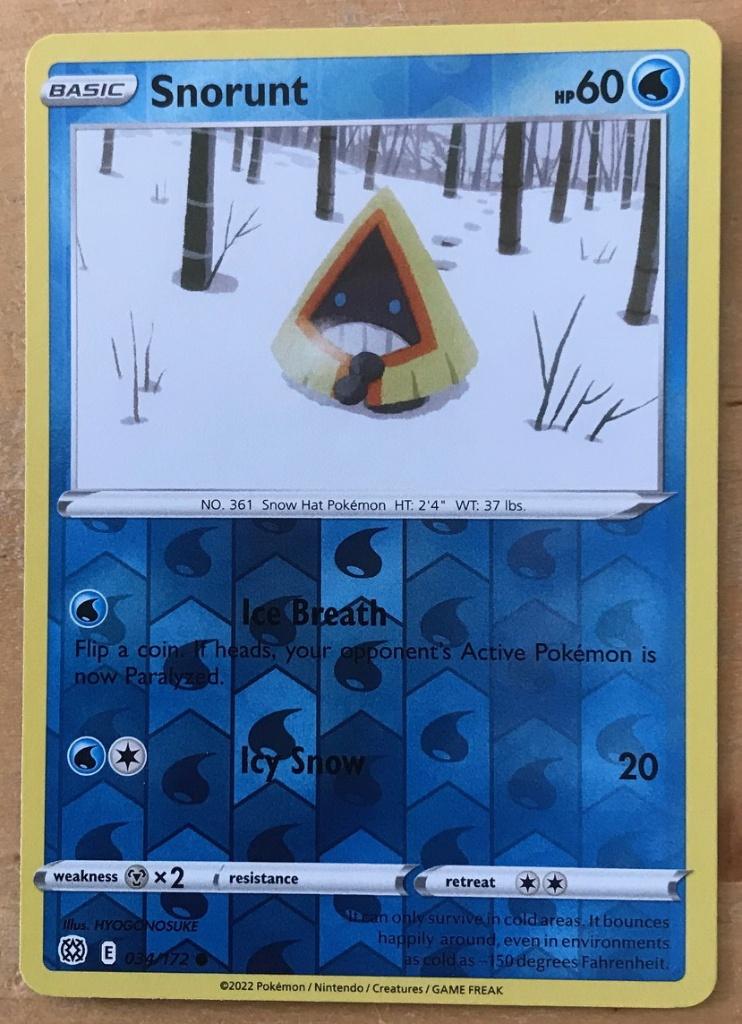 Pokemon - Snorunt (BRS 034) - Reverse holo.., Ophalen of Verzenden, Nieuw, Losse kaart, Foil
