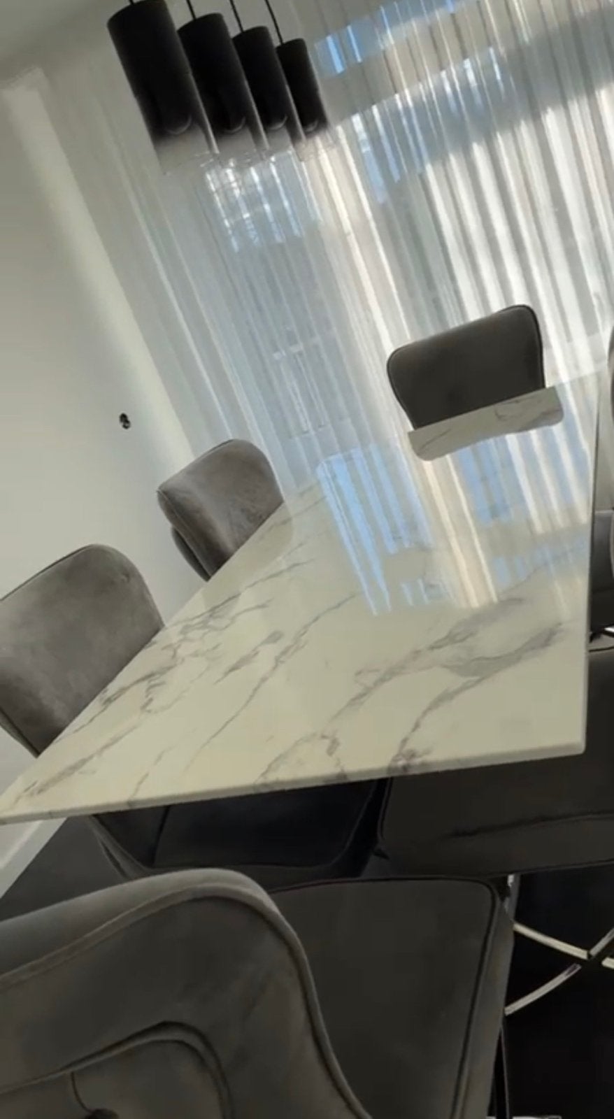 Marmer eettafel met 4 eetstoelen, Ophalen, Zo goed als nieuw