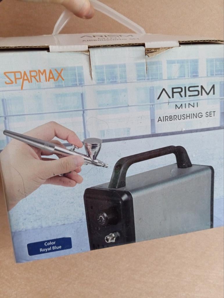 Sparmax ARISM Mini Airbrush Compressor + Airbrush, Hobby en Vrije tijd, Schilderen, Zo goed als nieuw, Airbrush en Toebehoren