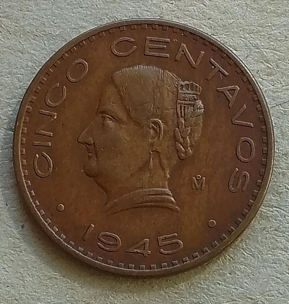 Mexico, 5 centavos 1945, Ophalen of Verzenden, Midden-Amerika, Losse munt