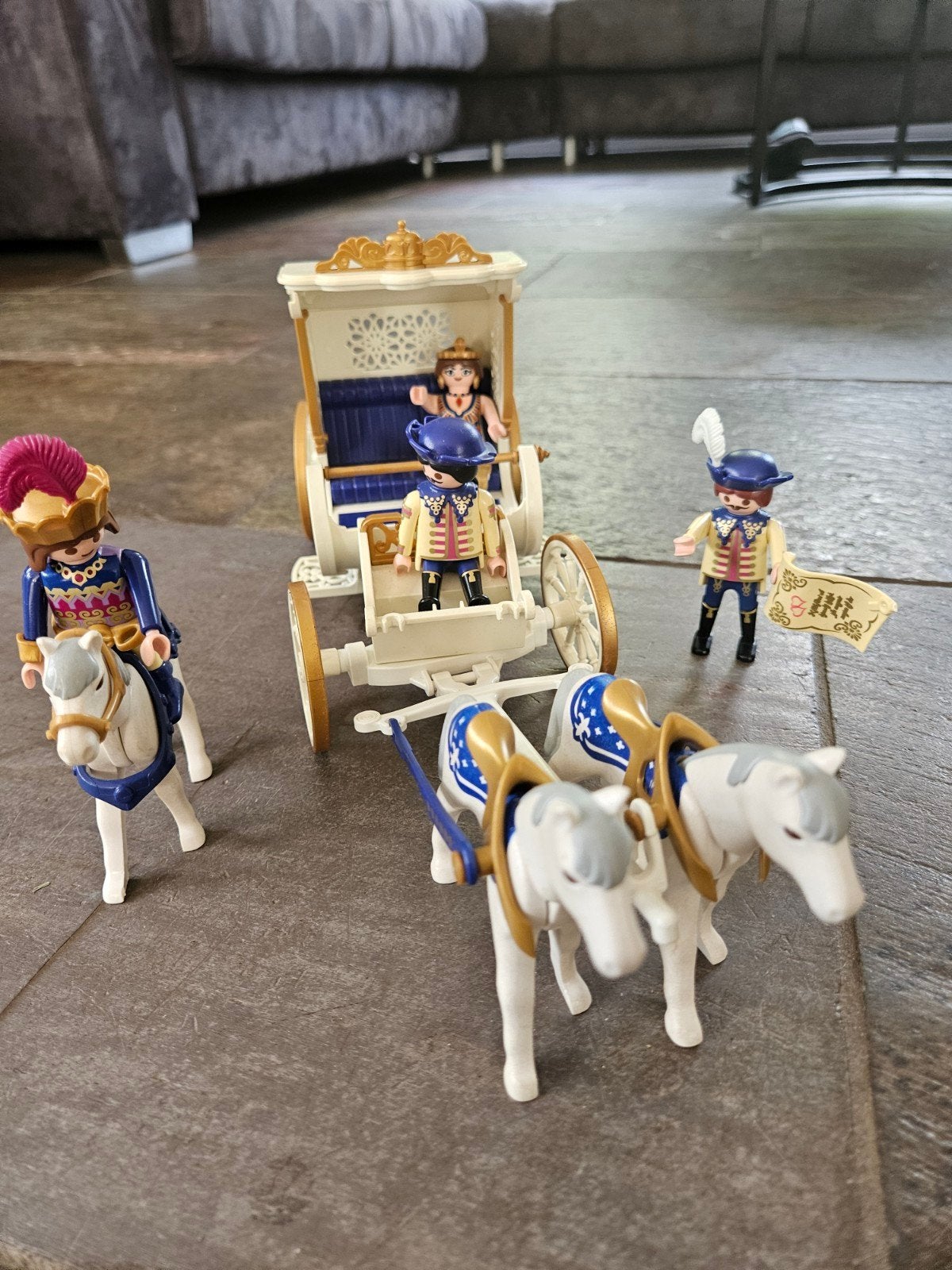 playmobil koets met paarden en poppetjes, Ophalen, Gebruikt, Voertuig
