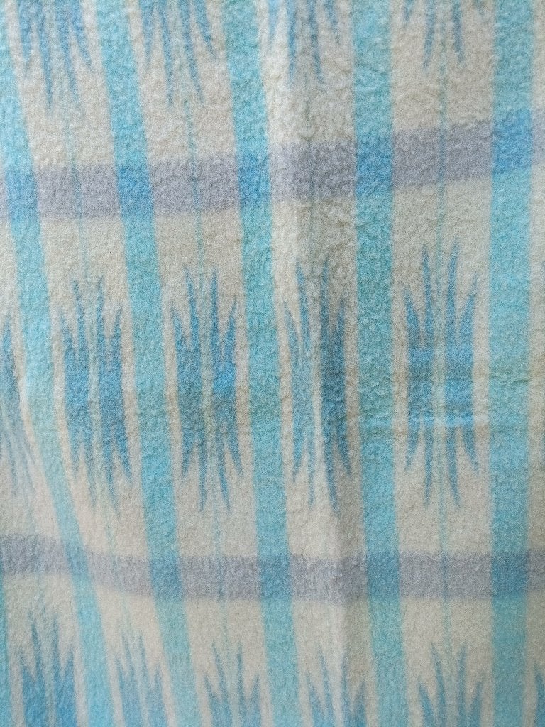 Vintage WOLFEDERATIE blauw wollen deken 190x175 (KD3), Huis en Inrichting, Slaapkamer | Beddengoed, Gebruikt, Blauw, Tweepersoons
