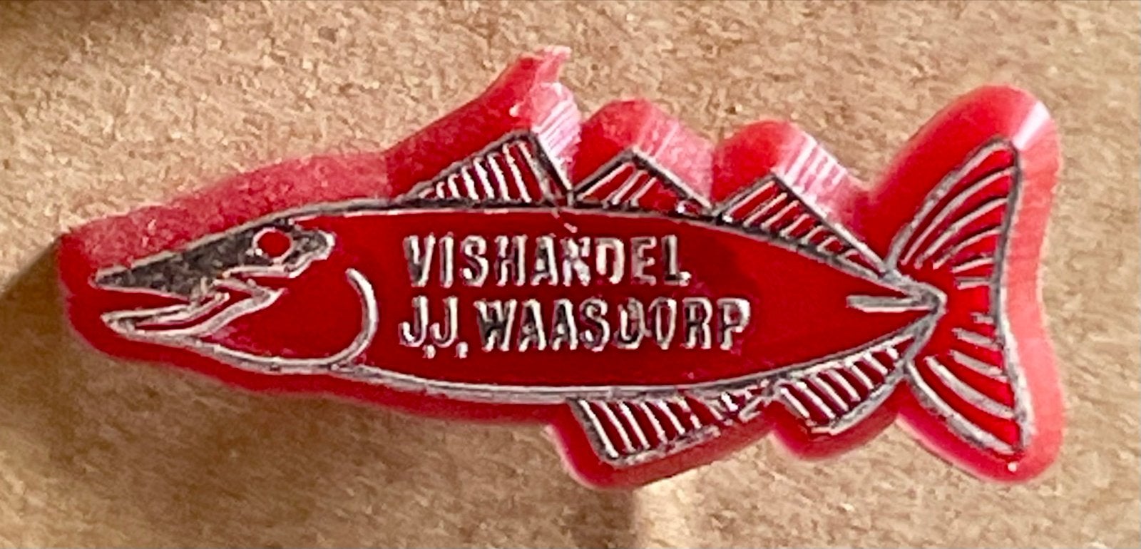 Vintage Reclame Speldje Vishandel J.J. Waasdorp, Ophalen of Verzenden, Gebruikt