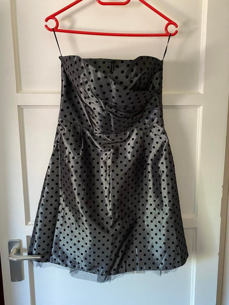 NAFNAF Gala/cocktail jurkje met stippen, Kleding | Dames, Ophalen of Verzenden, Nieuw, Grijs, Cocktailjurk