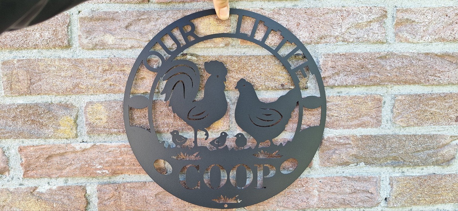 Metalen wanddecoratie 'Our Little Coop' - Kippen, Metaal, Zwart, Ophalen of Verzenden, Nieuw