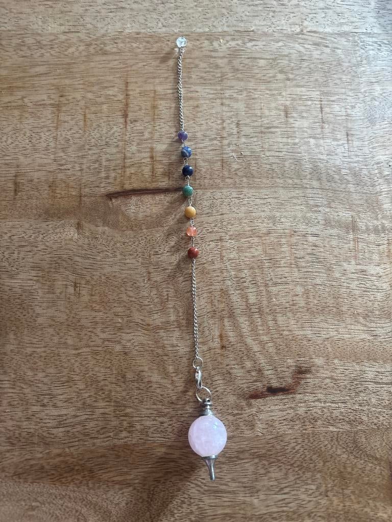 Pendel met edelstenen - Rozenkwarts en Chakra kralen, Sieraden, Tassen en Uiterlijk, Edelstenen, Ophalen, Nieuw