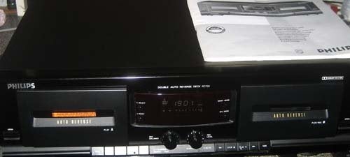 Philips top cassettedeck FC731 zwart,mooi en prima..., Ophalen of Verzenden, Dubbel, Philips, Tiptoetsen