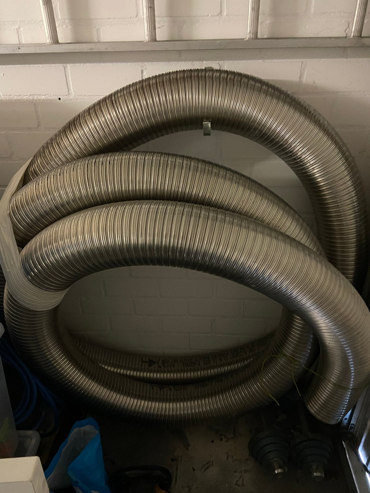 Rvs flex kachelpijp +|- 8 meter, Ophalen, Nieuw, Houthaard