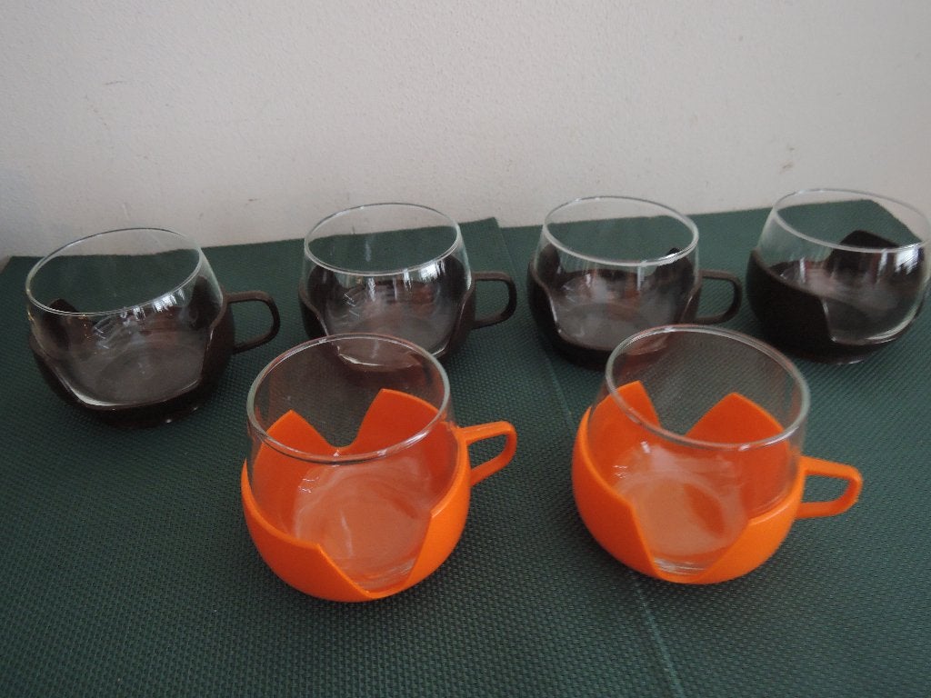 Zes ouderwetse retro theeglazen, Glas of Glazen, Ophalen of Verzenden, Overige stijlen, Glas