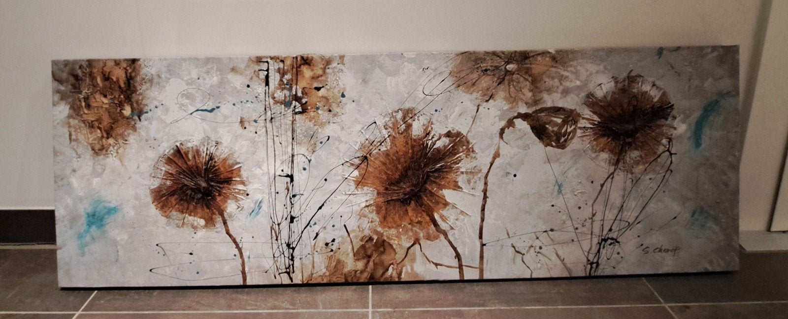 Groot modern abstract schilderij 50x150 cm, Ophalen