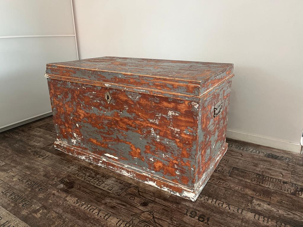 Antieke Militaire Reiskist uit 1948 - Nederlands Indië, Huis en Inrichting, Woonaccessoires | Kisten, Ophalen, Gebruikt, 50 tot 100 cm