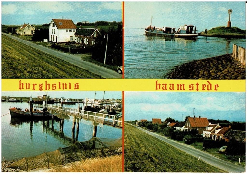 Ansichtkaart Burghsluis, Haamstede, 4-luik, haven, dijk, Ophalen of Verzenden, 1980 tot heden, Gelopen, Zeeland