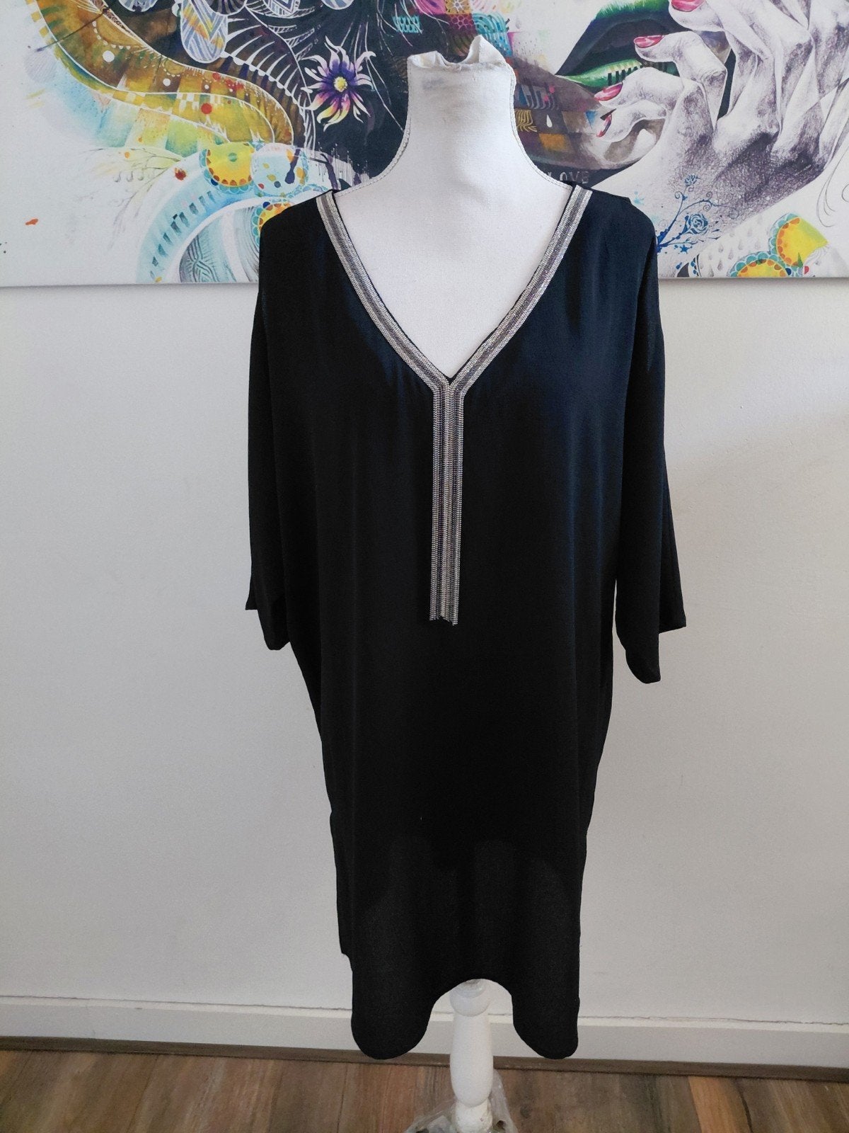 Mooie zwarte tuniek van M&S mode maat 46, M&S mode, Zwart, Maat 46/48 (XL) of groter, Ophalen of Verzenden