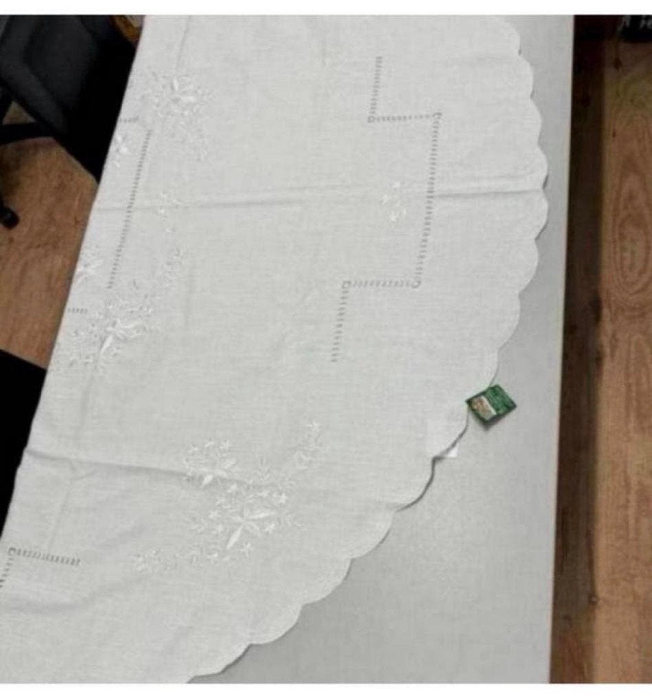XL Tafelkleed + 8 servetten Kant Ovaal Floweral geborduurd, Nieuw, Ophalen of Verzenden, H, H