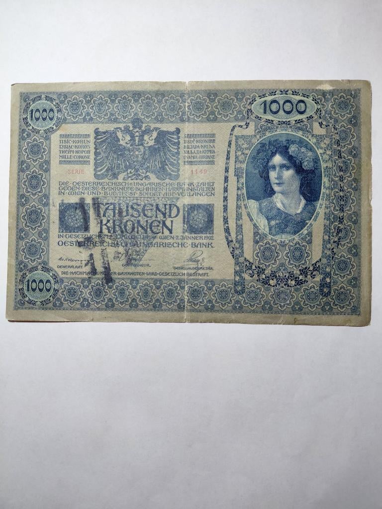 Oostenrijk 1000 kronen met stempel, Ophalen of Verzenden, Oostenrijk